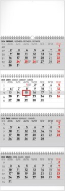 Kalendář 2025 nástěnný: 4měsíční standard skládací, 29,5 × 84,5 cm