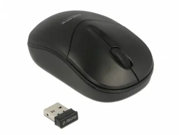 Delock optická mini myš černá / Optický senzor / bezdrátová / 1000 DPI / 3 tlačítka / 1xAA (12494-DE)