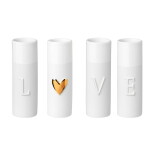 Räder Porcelánové vázičky LOVE – set 4 ks, bílá barva, porcelán