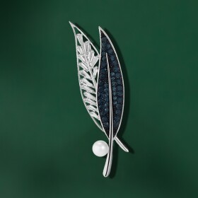 Luxusní brož s perlou a zirkony Estella, Stříbrná