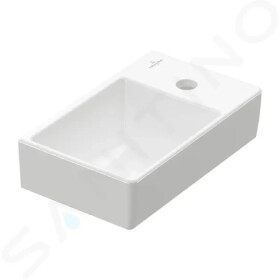 VILLEROY & BOCH - Avento Umývátko 360x220 mm, bez přepadu, otvor pro baterii vpravo, CeramicPlus, Stone White 43003LRW