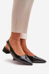 Lakované baleríny na nízkém podpatku s špičatými špičkami černé Anarinne 37