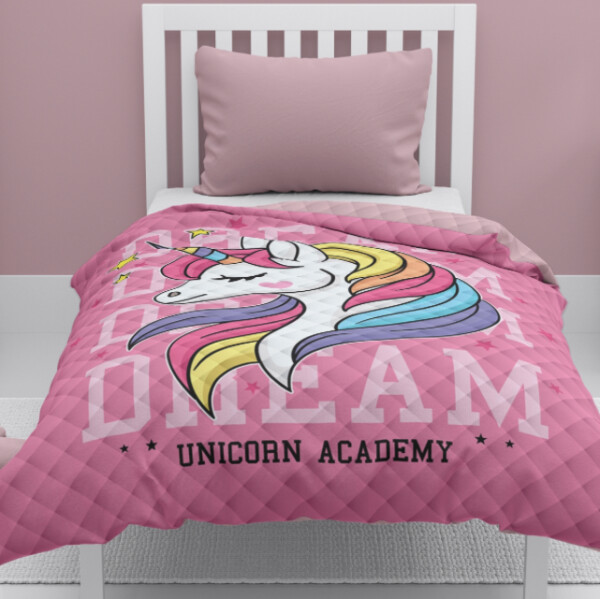 DumDekorace Dětský přehoz s potiskem - jednorožec Šířka: 170 cm | Délka: 210 cm