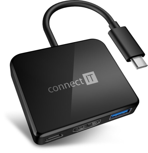 CONNECT IT USB-C hub, 3v1 (USB-C,USB-A,HDMI) / externí / černá (CHU-7050-BK)