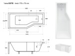 HOPA - Asymetrická vana ESTE - Nožičky k vaně - S nožičkami, Rozměr vany - 170 × 75 cm, Způsob provedení - Levé VANEST17L+OLVPINOZ