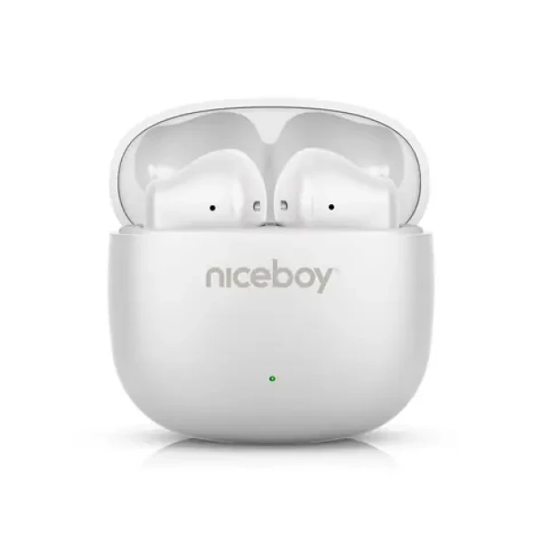 Niceboy Beans 4 POP bílá / Bezdrátová sluchátka s mikrofonem / Bluetooth 5.4 / IPX4 / nabíjecí pouzdro (beans-4-pop-white)