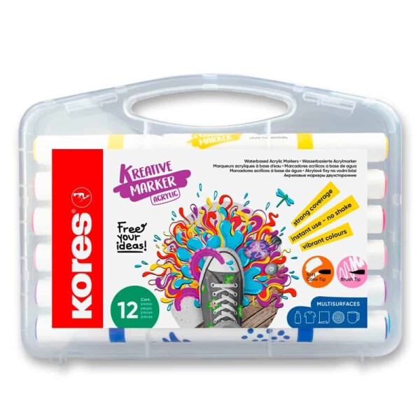 Kores Kreative Markers sada 12 barev, oboustranný hrot