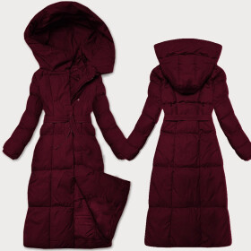 Dámská zimní bunda ve vínové bordó barvě s páskem J Style (5M3227-1) odstíny červené XL (42)