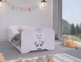 DumDekorace Dívčí růžová dětská postel 140 x 70 cm s pandou