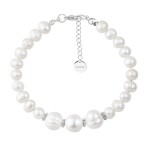 Luxusní perlový náramek Debora - barokní perly, Stříbrná 16 cm + 3 cm (prodloužení) Bílá