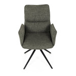 Židle jídelní, zelená látka, 360° vratný mechanismus, černý kov