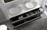CERANO - Koupelnová skříňka Velora - černá matná, úchytka chrom + deska z lit. mramoru Elanys - 12 mm - bílá matná - 120x54,2x46,5 CER-679432