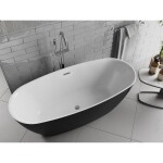 MEXEN/S - Luvo Slim volně stojící vana 170 x 75, bílá/černá, sifon a přepad chrom 52801707575-01