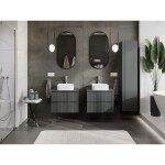 MEXEN/S - Rivel koupelnová skříňka pod umyvadlo 60 cm s deskou, 2 zásuvky, reliéf , grafit mat 91A20-06047-2-BFFC66