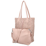 Módní dámský koženkový set kabelek Safira, světle růžový