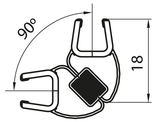 SanSwiss CADURA, TOP-LINE S, TOP-LINE Svislé magnetické těsnění 90° pro 6 mm sklo, pár 42352.KD.2000