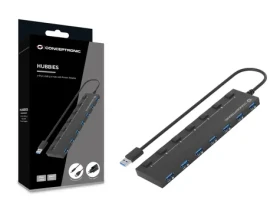 Conceptronic USB hub 7 portů černá / USB hub / 7x USB-A 3.2 Gen1 / 5 Gbit/s / Napájecí adaptér (HUBBIES19BP)