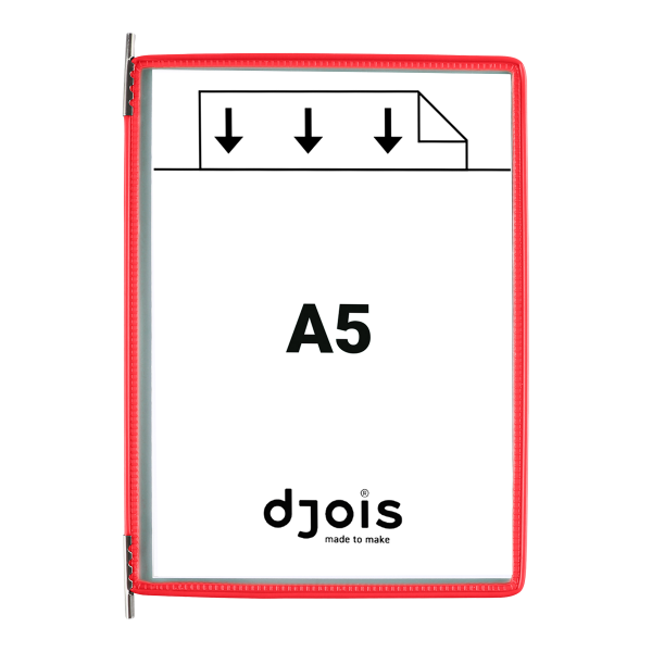 Djois závěsný rámeček s kapsou, A5, otevřený shora, červený, 10 ks
