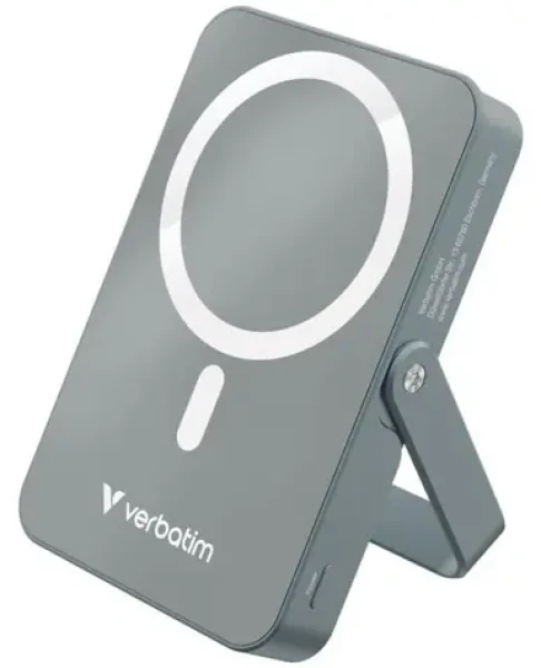 Verbatim Charge 'n' Go šedá / Powerbanka / 10 000 mAh / MagSafe 15W / USB-C PD 20W / se stojánkem (23942322689)