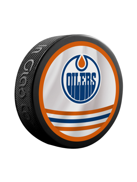 Inglasco / Sherwood Puk Edmonton Oilers Reverse Retro Jersey Souvenir Collector Hockey Puck