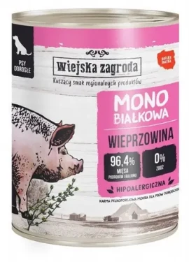 WIEJSKA ZAGRODA Monoprotein vepřové 800 g / Konzerva pro psy / monoprotein / bez obilovin (5905342297482)