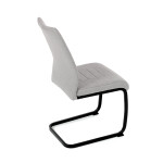 Židle jídelní, světle šedá látka, černé kovové nohy