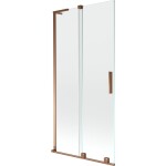 MEXEN/S - Velar L dvoukřídlá posuvná vanová zástěna 90 x 150, transparent, růžové zlato 896-090-003-01-60