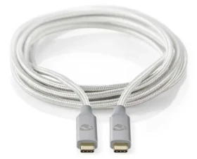 Nedis PROFIGOLD USB-C stříbrná / Datový kabel / USB-C - USB-C / USB 3.2 Gen 2x2 / 20 Gbps / nylon / 2 m (CCTB64020AL20)