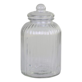 Chic Antique Skleněná úložná dóza Grooves Clear 4,6 l, čirá barva, sklo