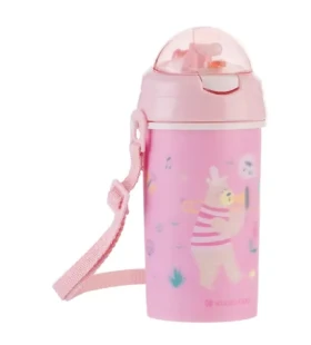 KikkaBoo Hrnek se silikonovým brčkem a popruhem 450ml Music Fest Pink / od 4 let (31302030081KB)