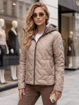 Dámská přechodová bunda s kapucí v barvě kamelové od FashionStreet TY5774 L