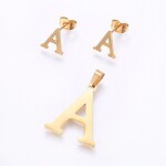 Sada přívěsku a náušnic z nerezové oceli - písmeno - zlatá - 20 ~ 23 mm x 13 ~ 19 mm - 1 ks Písmena: E
