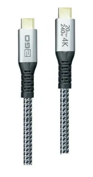 2GO stříbrná / Datový kabel / USB-C na USB-C / 240 W / 2 m / USB 3.2 Gen 2x2 / Thunderbolt 3 (797515)