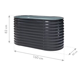 Kovový vyvýšený záhon – Grow Faster (d. 160 cm x š. 80 cm x v. 82 cm), černá