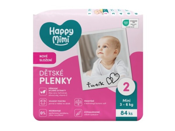 Happy Mimi Dětské plenky JUMBO 2 Mini, 84 ks