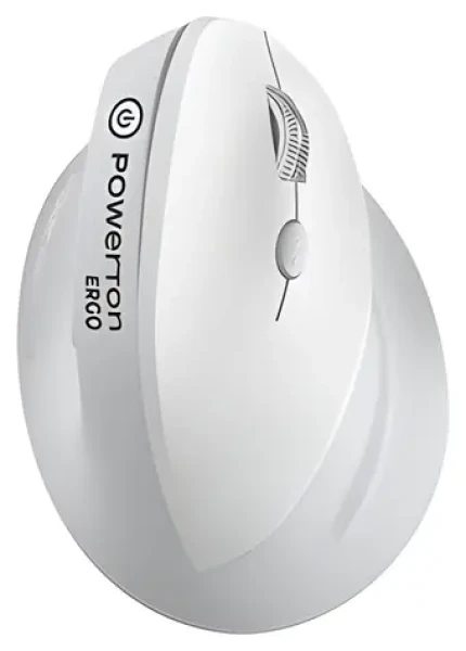 Powerton ERGO SPIRA bílo-šedá / Bezdrátová myš / ergonomická / optická / Bluetooth a 2.4GHz / 3200 DPI (WPM12E)
