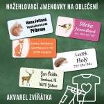 Nažehlovací jmenovka Akvarel ZVÍŘÁTKA 45x20mm (24ks), na oblečení pro děti