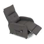 Křeslo polohovací, eletrické, šedá látka.