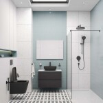 Kielle - Oudee Skříňka včetně desky pod umyvadlo 80x55x46 cm, matná černá/lesklá bílá 50002S814