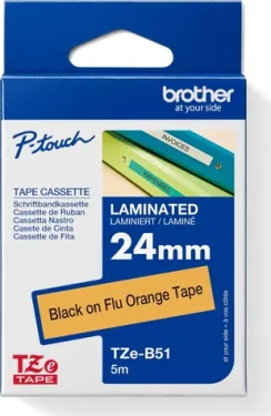 Brother TZe-B51 signální oranžová/černá / Páska do štítkovače / Laminovaná / 24 mm / 5 m (TZEB51)