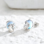 LUNICA Stříbrné náušnice MĚSÍČNÍ JEDNOROŽEC 0672