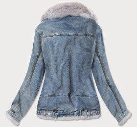 Světle modrá kožešinová džínová bunda (10538) odstíny modré L (40)