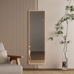 Mereo Zrcadlo hranaté, 50x170 cm, LED osvětlení, závěsné i stojaté, černý rám CN188