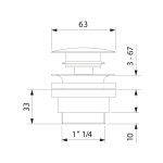 SAPHO - Umyvadlová výpust 5/4“, click-clack, velká zátka, 5-65, zlato CV1110G