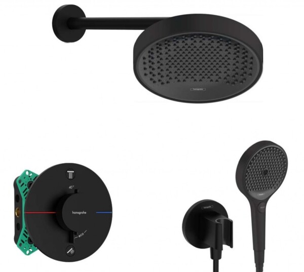 HANSGROHE - Sprchový set s termostatem pod omítku, s tělesem, průměr 25 cm, 3 proudy, matná černá SANI21HHH406