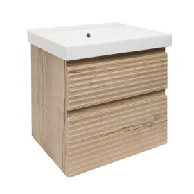 Koupelnová skříňka 2 zásuvková s umyvadlem Naturel Savona 58x53x44,8 cm dub Halifax mat SAVONA260DHU1 SAVONA260DHU1