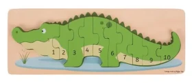 Bigjigs Toys Vkládací puzzle krokodýl s čísly
