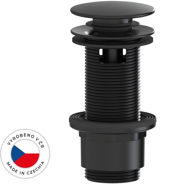 CERANO Umyvadlová výpusť - 5/4“ click-clack s přepadem - plast - 67/82mm - černá matná