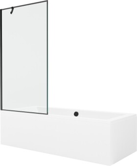 MEXEN/S - Cube obdélníková vana 180 x 80 cm s panelem + vanová zástěna 90 cm, černá vzor 550518080X9509007070