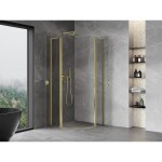 MEXEN/S - Mist L sprchový kout čtvrtkruh, křídlové 90 x 90, transparent, zlato 8A32L-090-090-50-00
